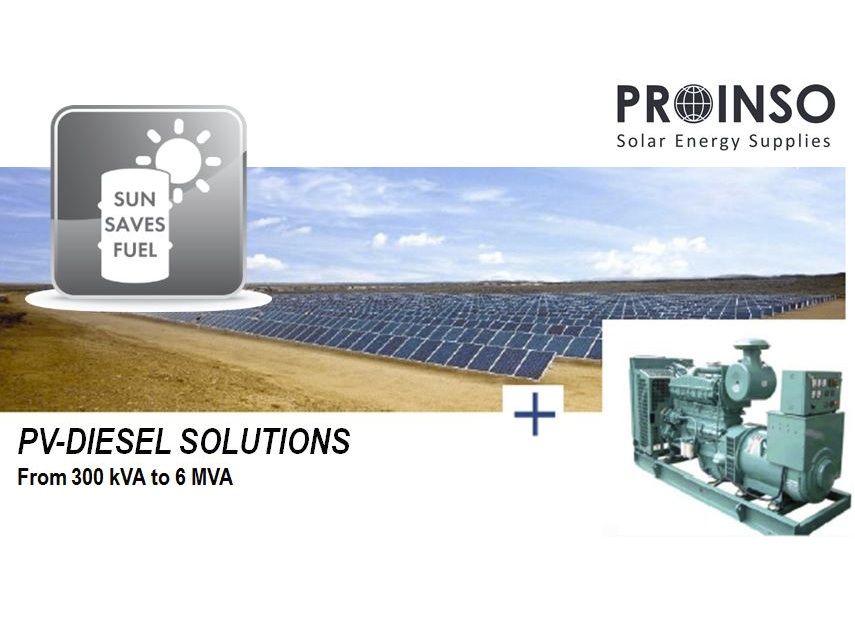 PROINSO apuesta por los sistemas híbridos PV-DIESEL, motores con fotovoltaica y diesel