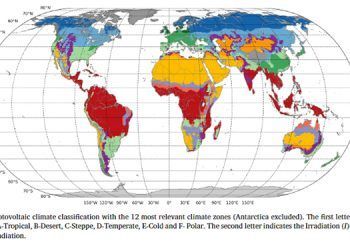 Las 12 zonas climáticas del nuevo informe sobre las zonas con mejores condiciones climáticas para proyectos fotovoltaicos.