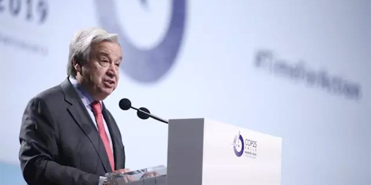 Antònio Guterres, secretario general de la ONU, durante su intervención. Foto: Europa Press