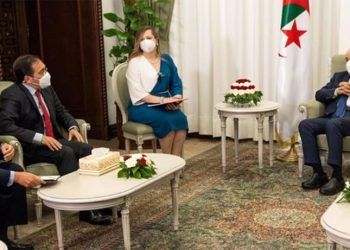 Reunión de la delegación española con el presidente de Argelia, Abdelmayid Tebune.