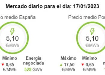 Precio medio del mercado diario. Infografía: OMIE.