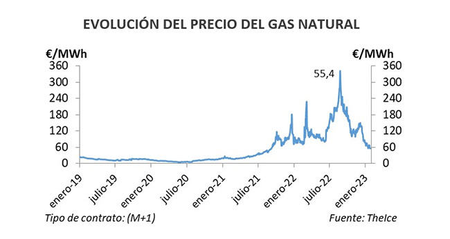 Evolución coste gas natural