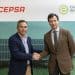 Gerónimo de Angulo, director de Desarrollo de proyectos fotovoltaicos de Cepsa, y Vicente Sánchez, presidente del Clúster de la Energía de Extremadura.