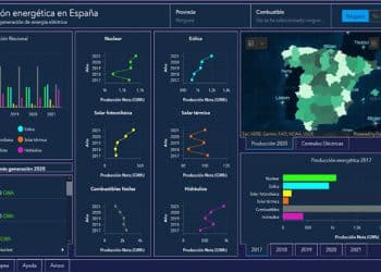 Aplicación de Esri sobre producción energética en España.