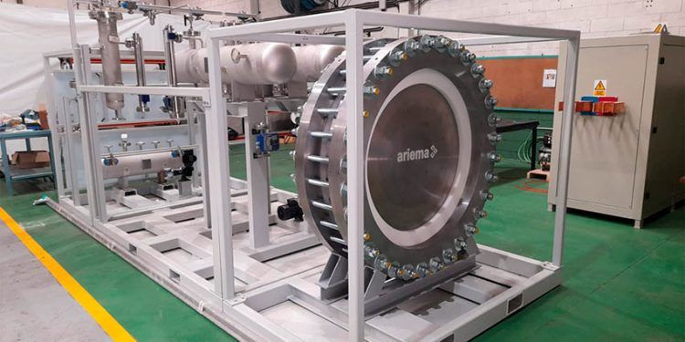 Fase de construcción del prototipo de electrolizador del proyecto Ocean H2. Foto: Ariema