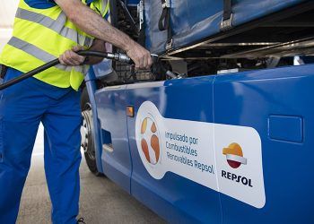 Surtidor de combustibles renovables de Repsol.