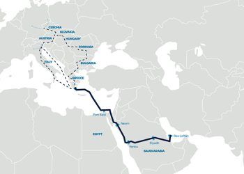 Trazado del posible gaseoducto desde el Golfo a Europa.
