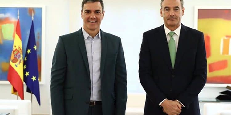 Pedro Sánchez y Bernard Looney, consejero delegado de bp. FOTO: Moncloa.
