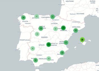 Mapa interactivo del censo de proyectos de la Asociación Española del Hidrógeno (AeH2).