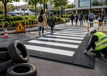 Reciclaje de neumáticos: esta solución les da una segunda vida como pasos de peatones