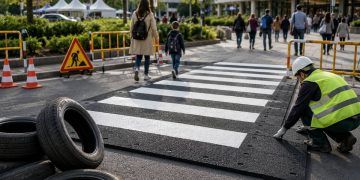 Reciclaje de neumáticos: esta solución les da una segunda vida como pasos de peatones